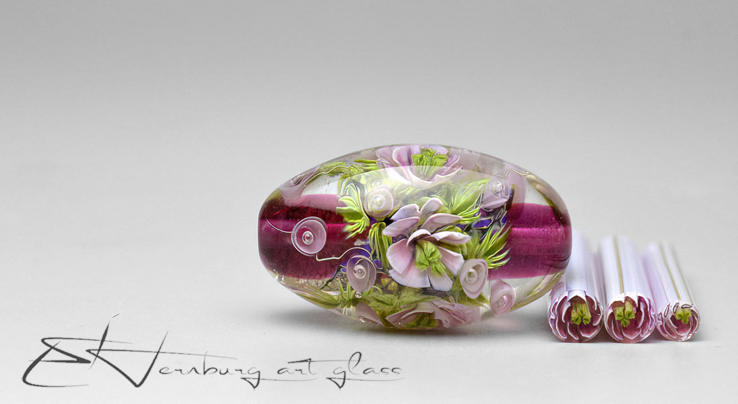 Murrini flowers. Materials for lampwork. Glass COE104. GISELLE.