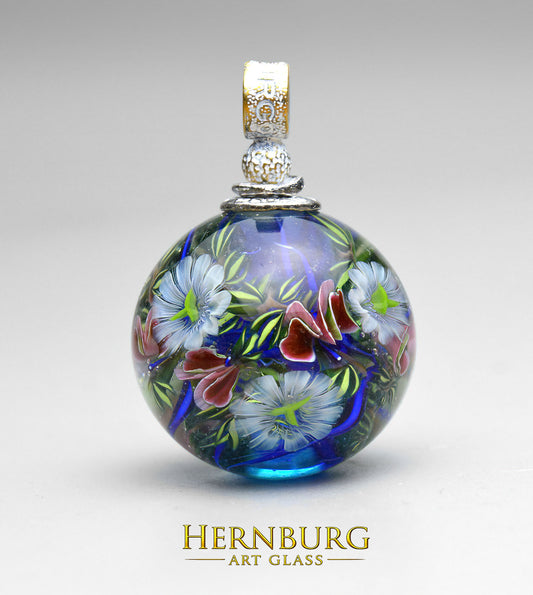 Orbella AZURA. Lampwork glass pendant.