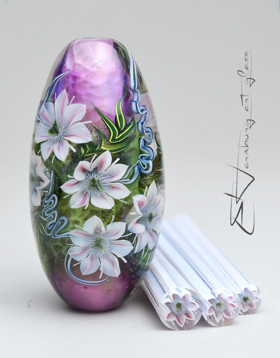 Murini flowers. CLEMARIS. Sticks 5 cm long. Materials for lampwork. Glass COE104