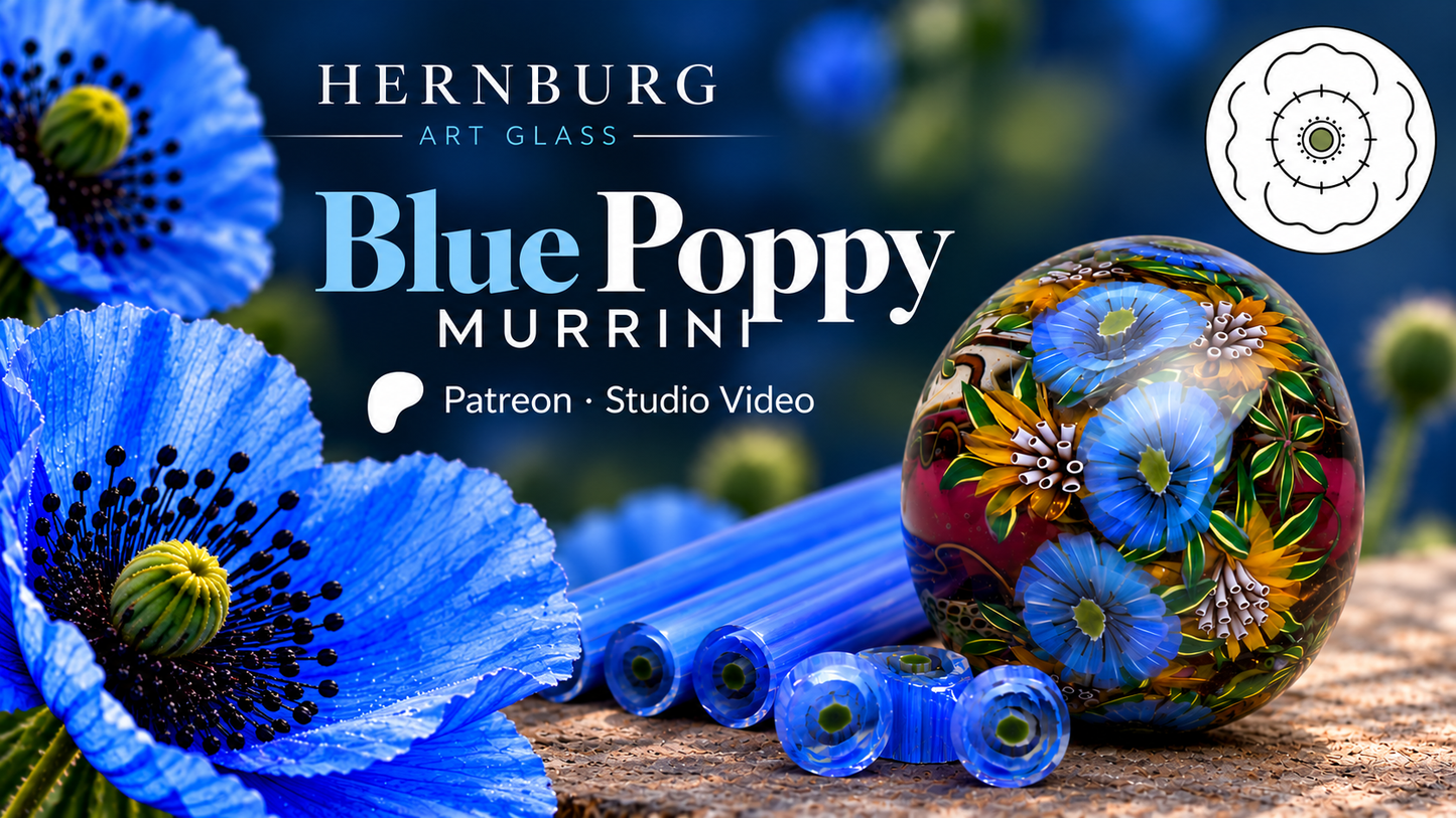 Blue Poppy Murrini - full process. Digital product