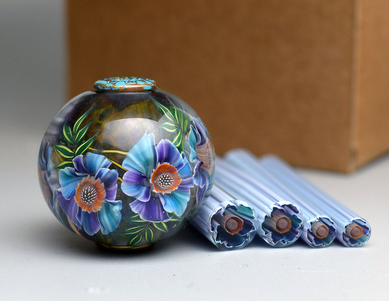 Murini flowers. IRISEL. Sticks 5 cm long. Materials for lampwork. Glass COE104