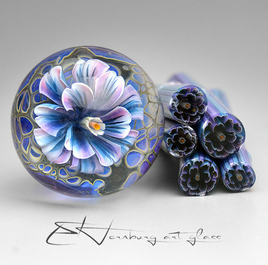 Murini flowers. Sticks 5 cm long. Materials for lampwork. Glass COE104