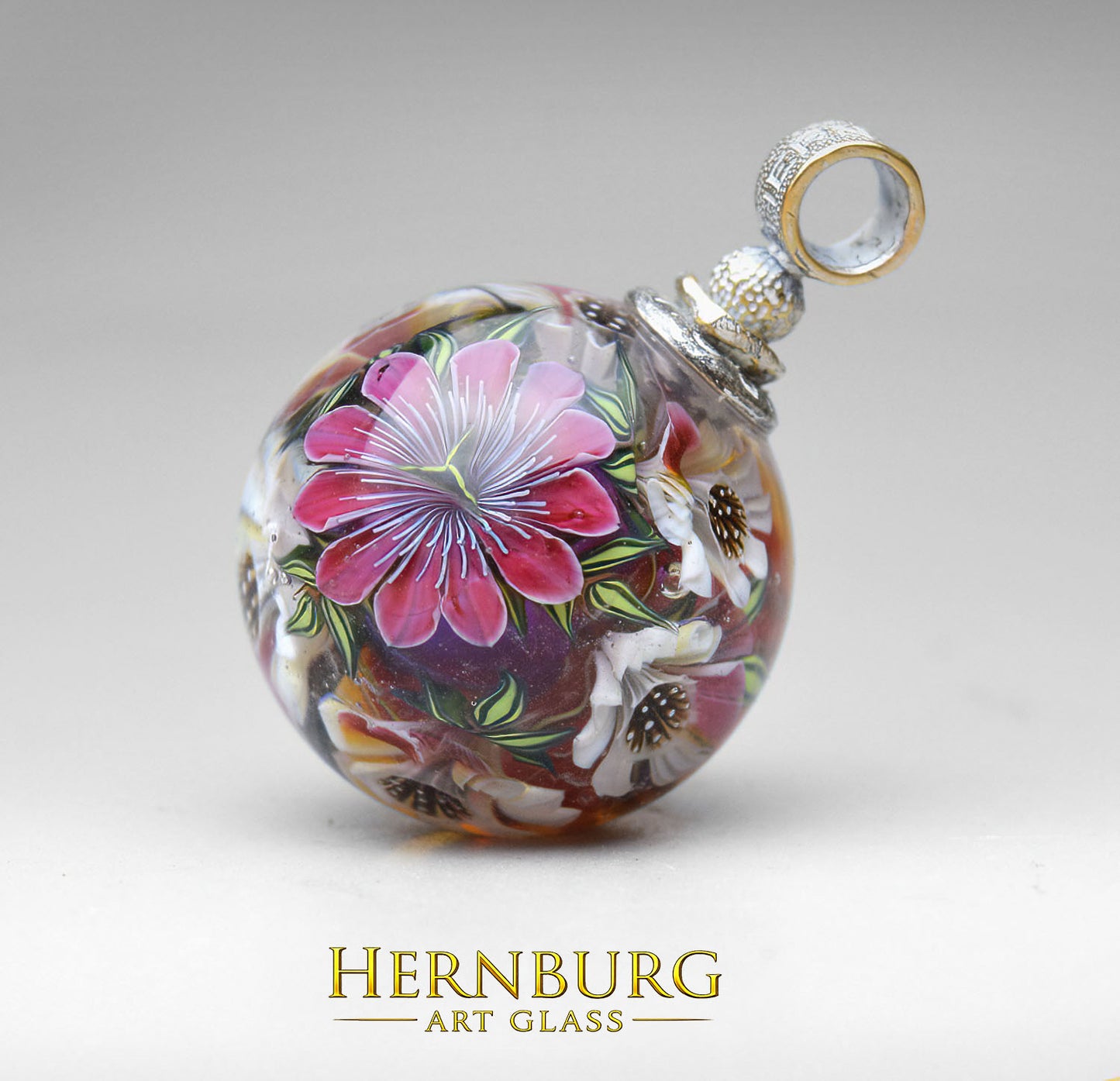 Orbella BLUSH. Lampwork glass pendant.