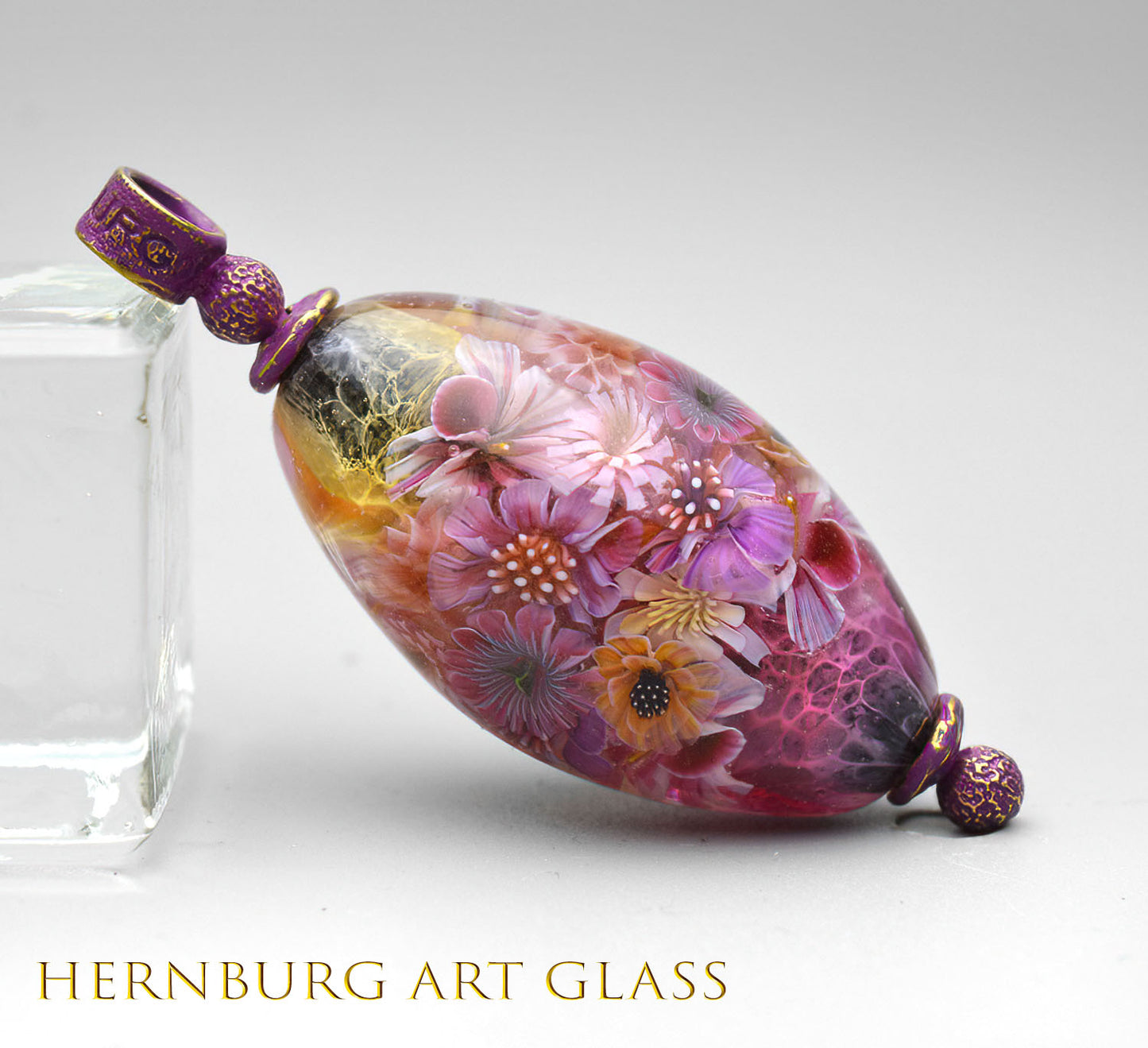 Pendant. Lampwork glass pendant. “Living Lace: Warm Pink”