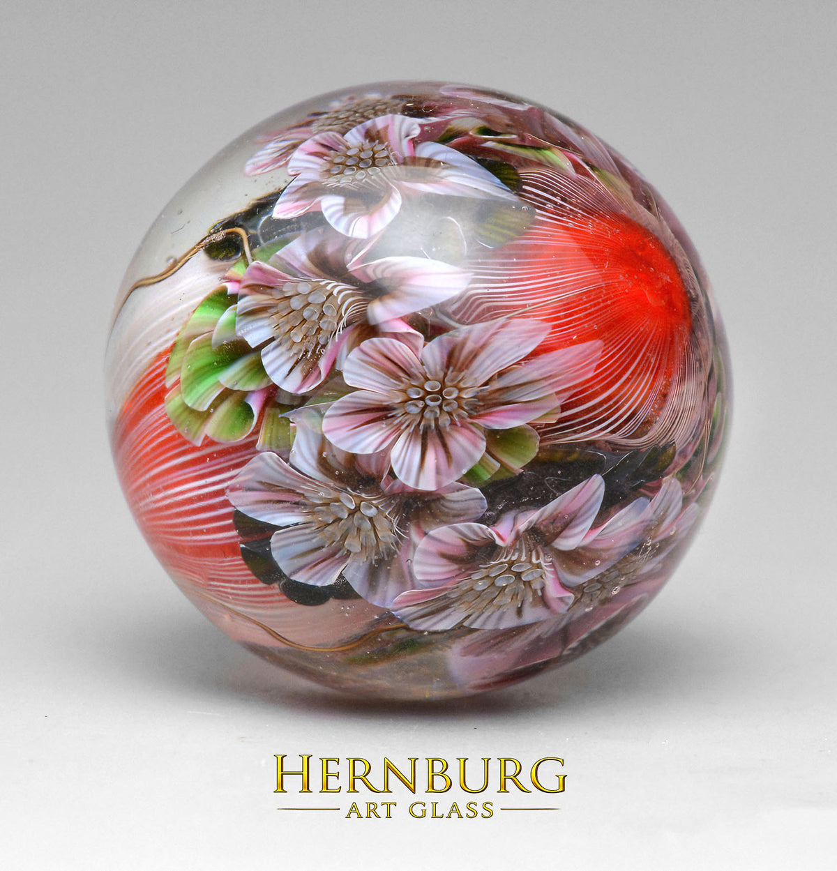 Marble. Collectible Sphere “SILK & FLAME”. Glass. . Diameter — 39 mm (1.54 in)