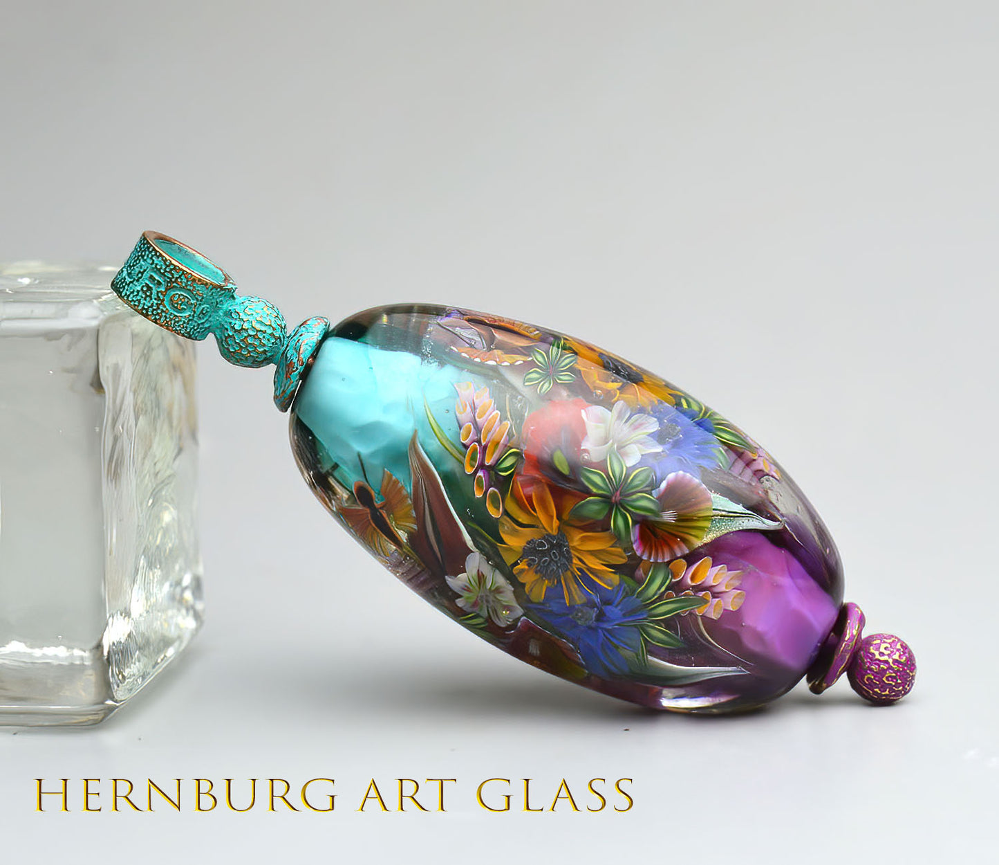 Pendant. Lampwork glass pendant. “Meadow Stories: Journey”