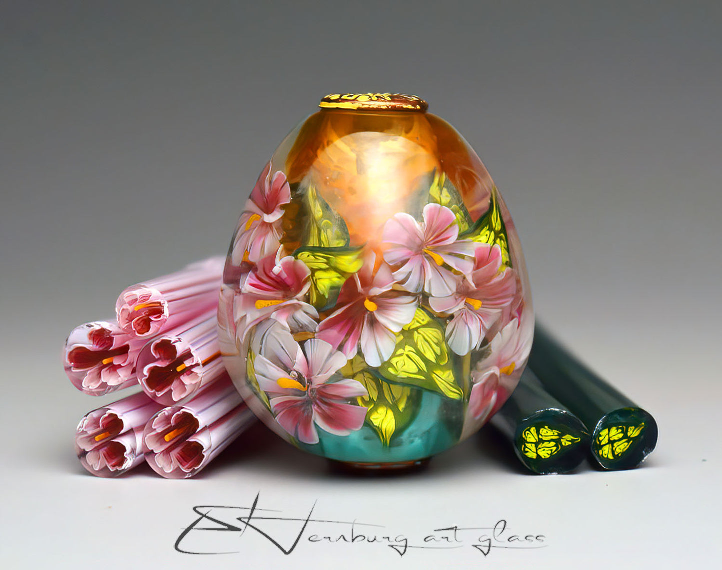Murini leaves and flowers. PHLOXON. Sticks 5 cm long. Materials for lampwork. Glass COE104