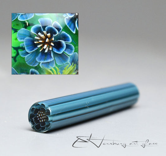 Murini leaves and flowers. AZURE. Sticks 5 cm long. Materials for lampwork. Glass COE104