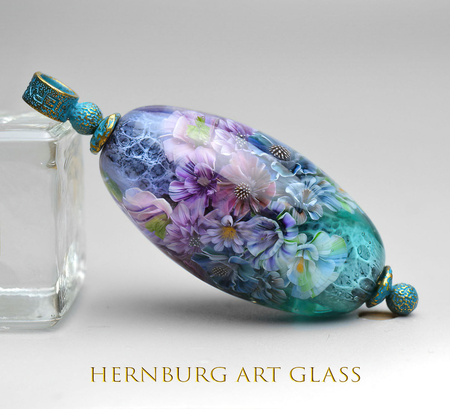 Pendant. Lampwork glass pendant. “Living Lace:  Celestine”