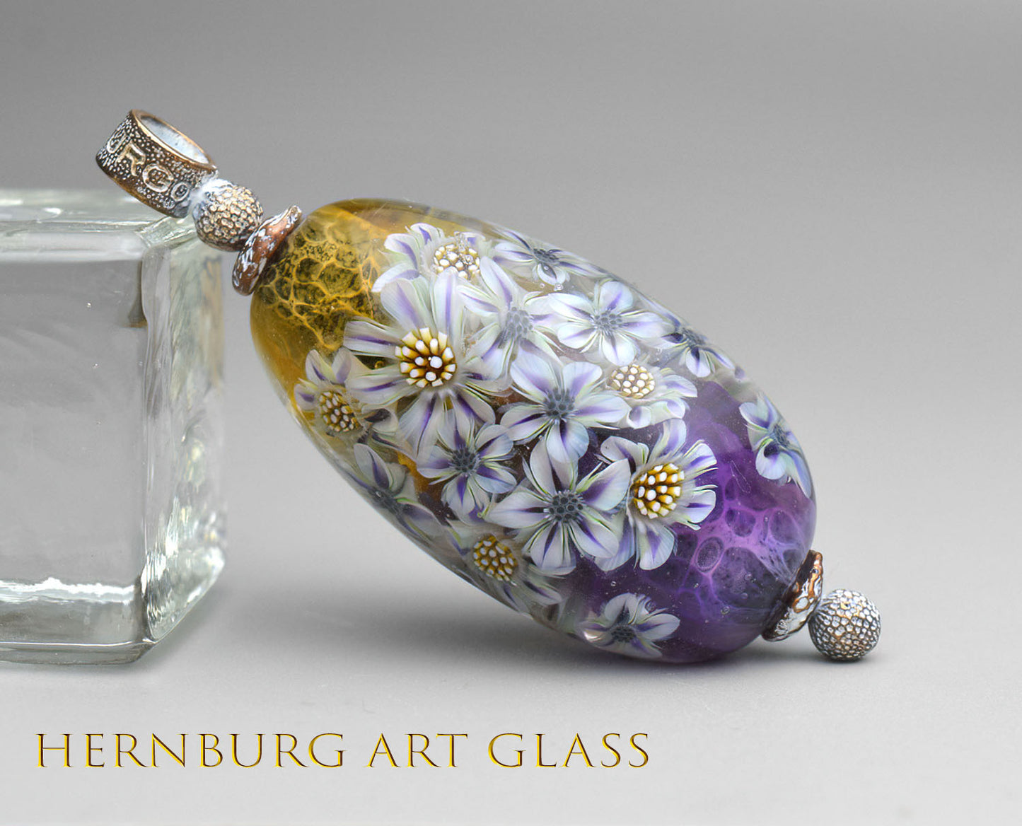 Pendant. Lampwork glass pendant. “Living Lace: Jacquard”
