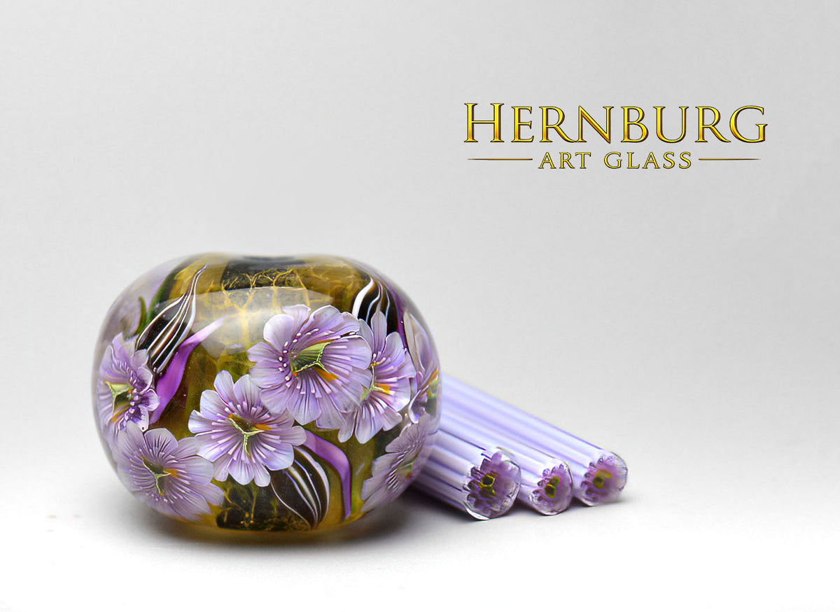 Murrini flowers. PASSIFLORA. Sticks 5 cm long. Materials for lampwork. Glass COE104
