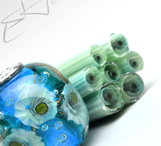 Murini flowers. Sticks 5 cm long. Materials for lampwork. Glass COE104