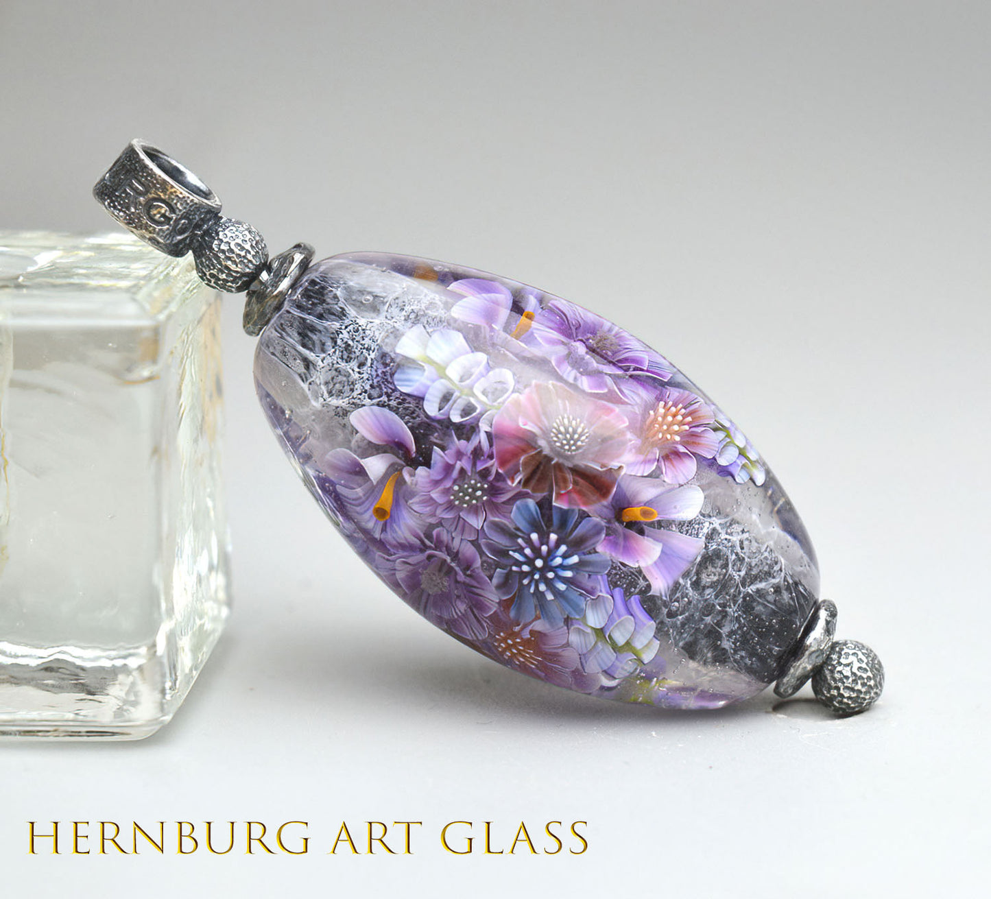 Pendant. Lampwork glass pendant. “Living Lace: Plum”