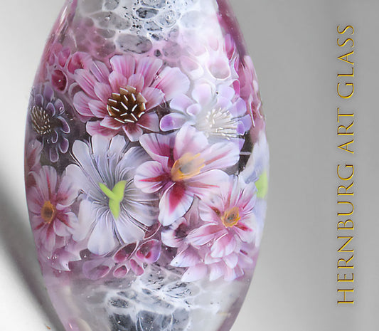 Pendant. Lampwork glass pendant. “Living Lace: Pink”