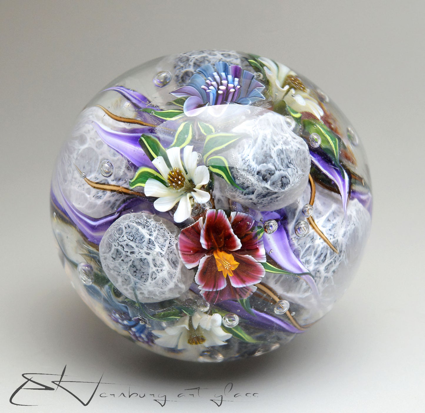 Marble "Silkworm’s Dream" Glass. Collectible ball. Diameter 44 mm - 1.73 inch