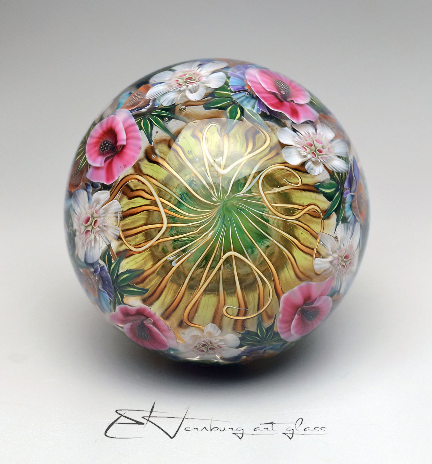 Marble. Collectible Sphere “Pastoral Crown”. Glass. . Diameter — 40 mm (1.57”)