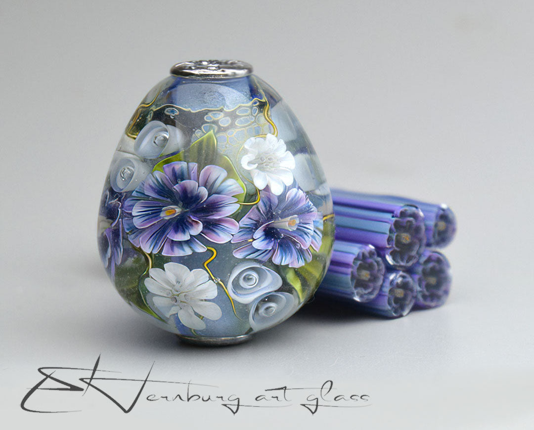 Murini flowers. Sticks 5 cm long. Materials for lampwork. Glass COE104