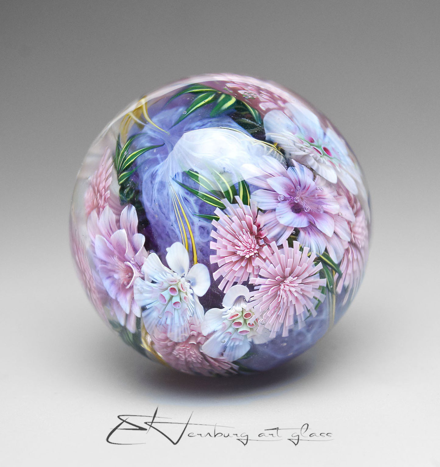 Marble. Collectible Sphere “The Bride’s Morning”. Glass. . Diameter — 35 mm (1.38”)