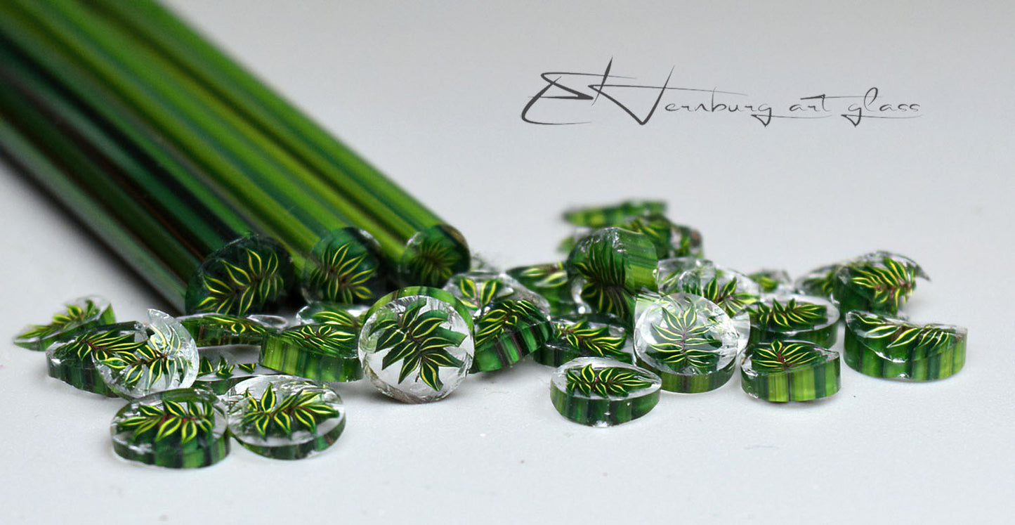 Murini foliage. Sticks 5 cm long. Materials for lampwork. Glass COE104
