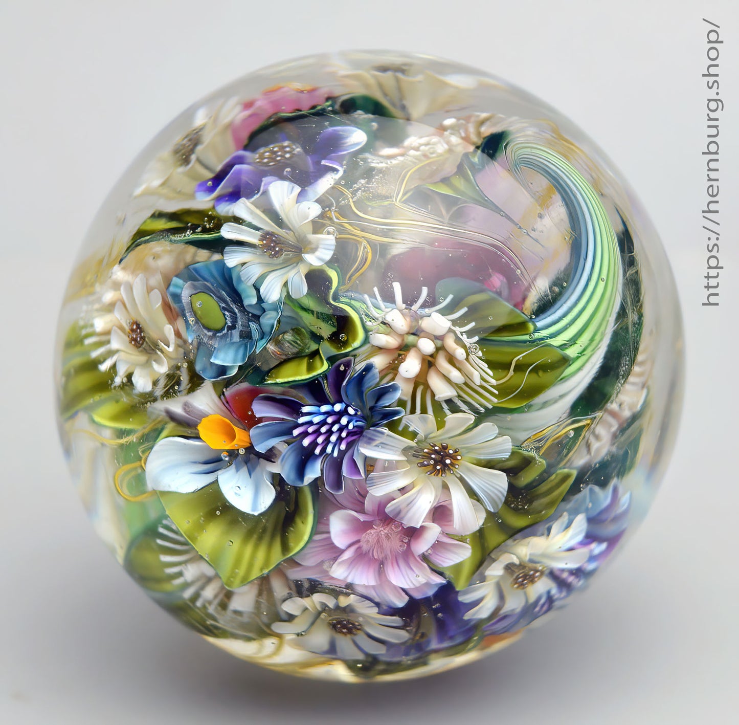 Marble. Collectible Sphere “Memory of Tenderness” Glass. Diameter — 50 mm (1.97”)
