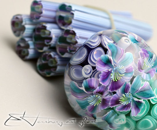 Murini flowers. Sticks 5 cm long. Materials for lampwork. Glass COE104