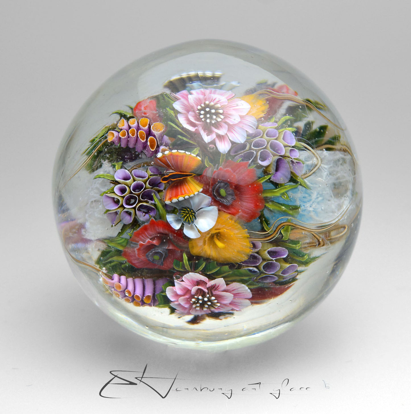 Marble. Glass. Diameter 2.13 inch