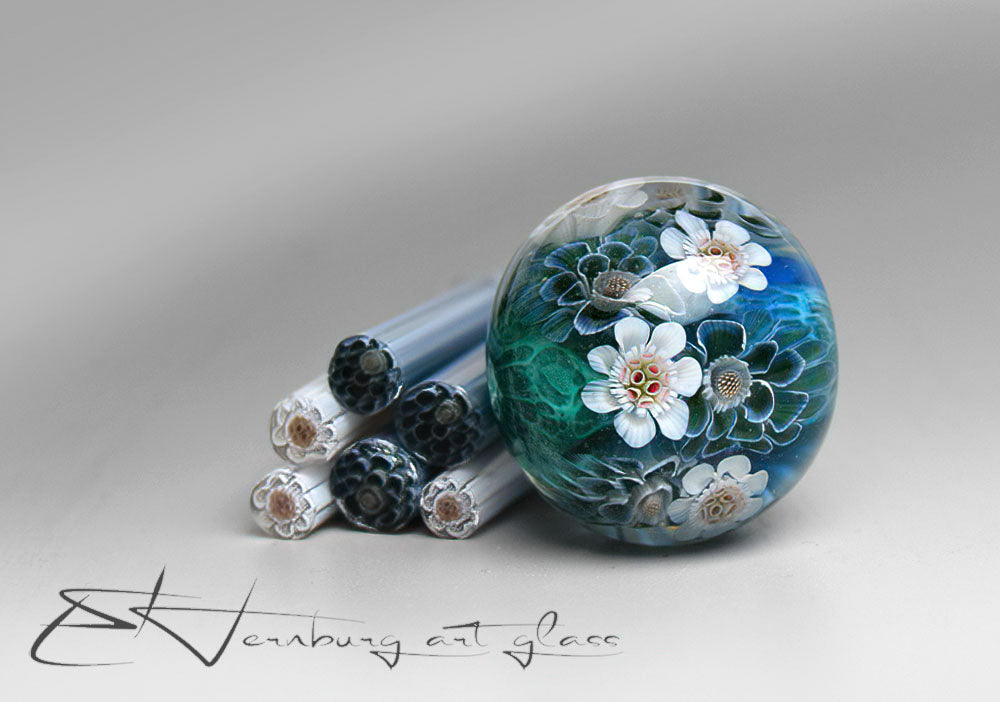 Murini flowers. Sticks 5 cm long. Materials for lampwork. Glass COE104