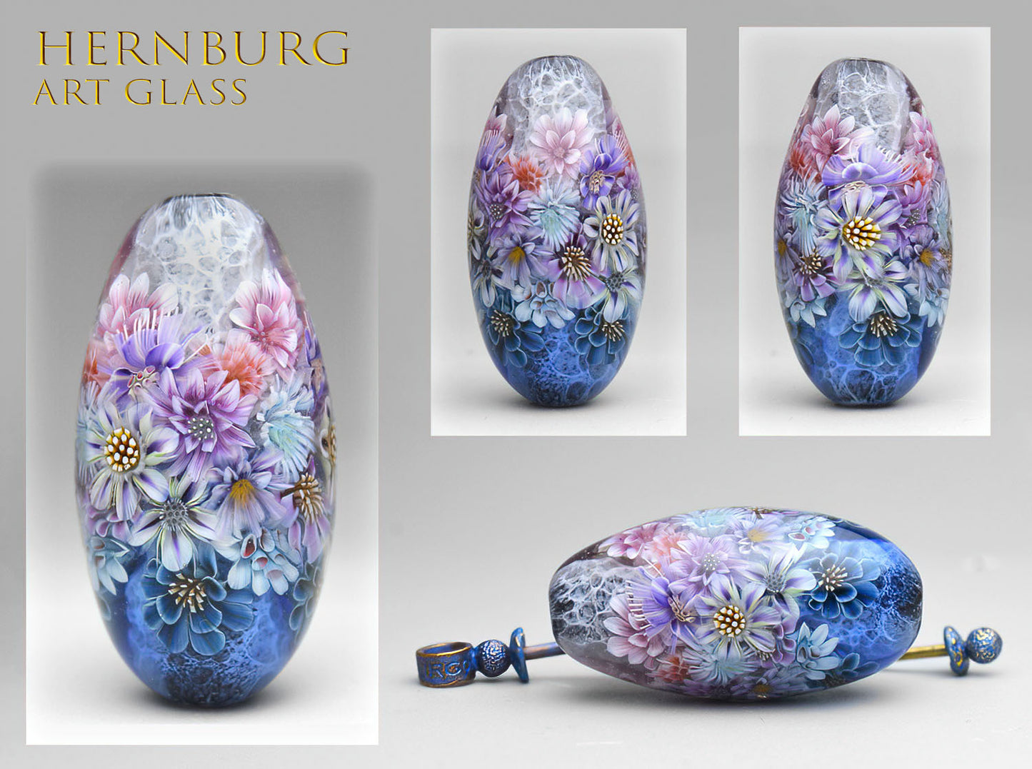 Pendant. Lampwork glass pendant. “Living Lace: Provence”