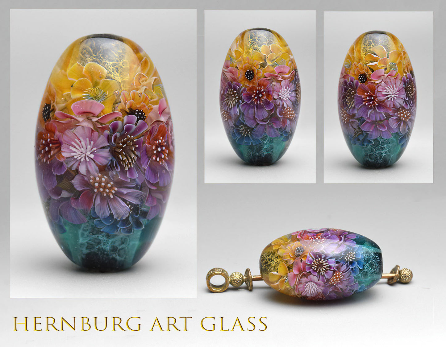Pendant. Lampwork glass pendant. “Living Lace: Sunset”