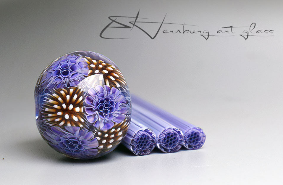Murini flowers. Lavender Astron. Sticks 5 cm long. Materials for lampwork. Glass COE104