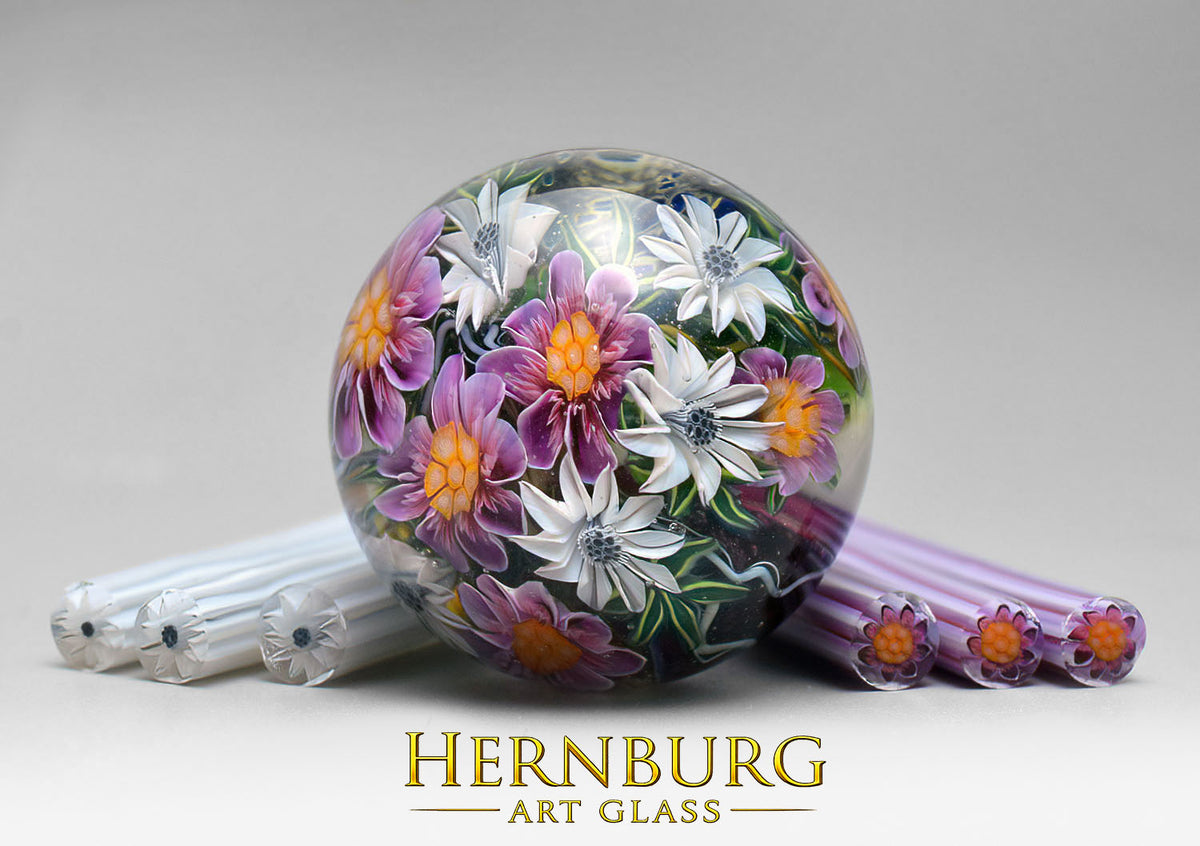 Murini flowers. PAS de DEUX. Sticks 5 cm long. Materials for lampwork. Glass COE104