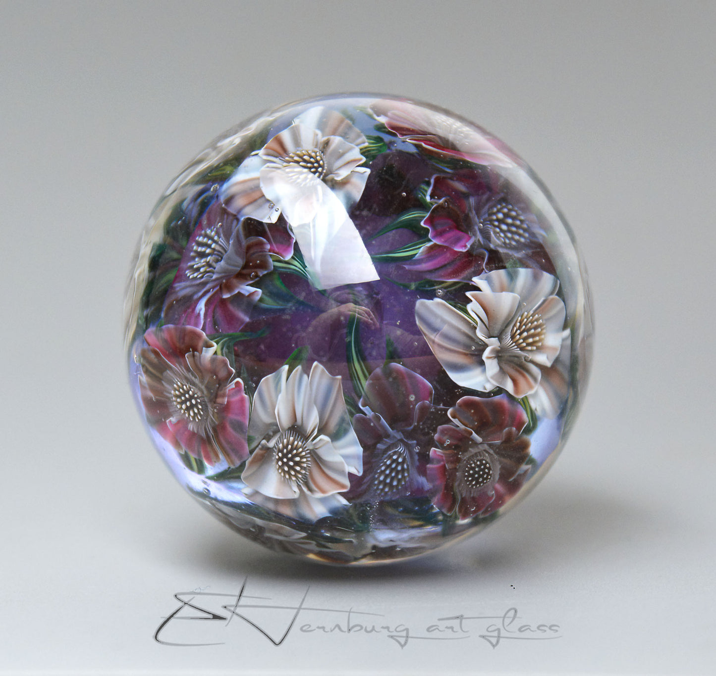 Marble. Collectible Sphere “Violet Silence”. Glass. . Diameter — 40 mm (1.67”)