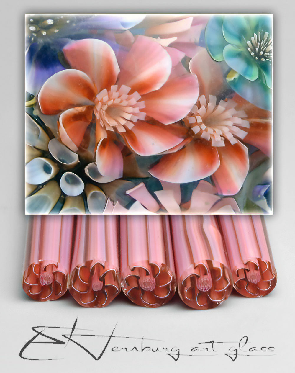 Murini flowers. Sticks 5 cm long. Materials for lampwork. Glass COE104