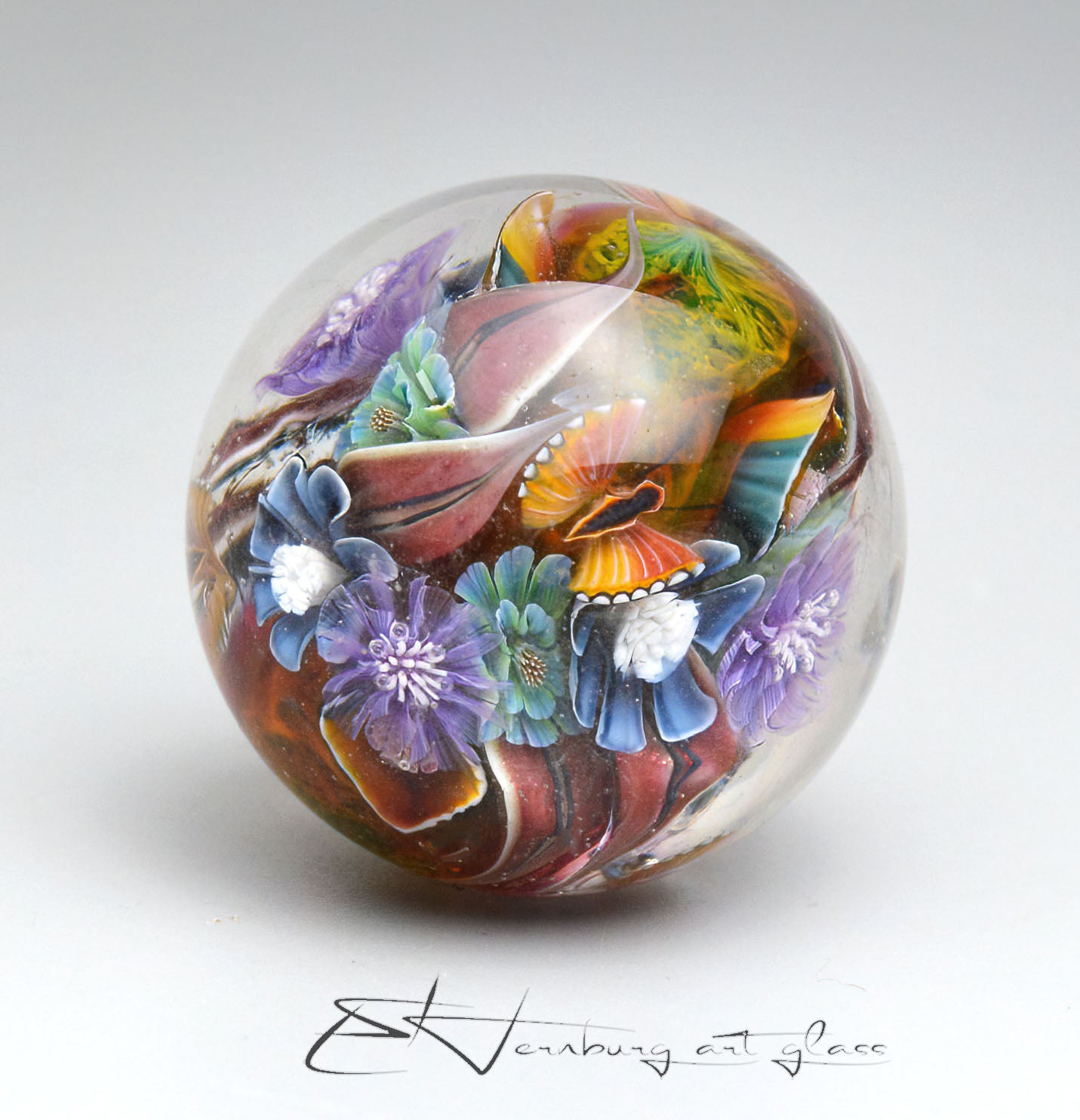 Lampwork marble. Collectible Sphere “Living Core”. Glass. . Diameter — 35 mm (1.38”)