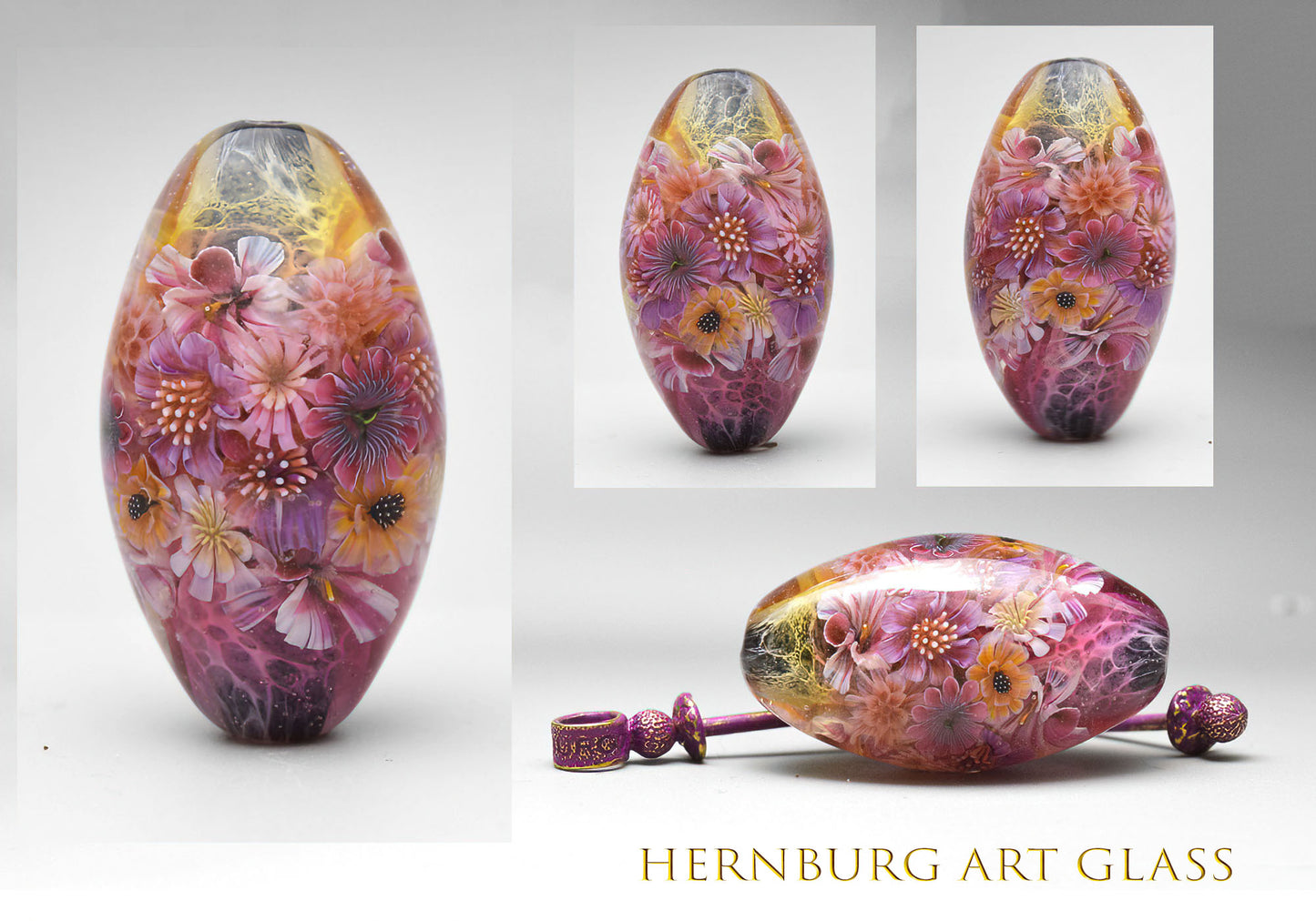 Pendant. Lampwork glass pendant. “Living Lace: Warm Pink”