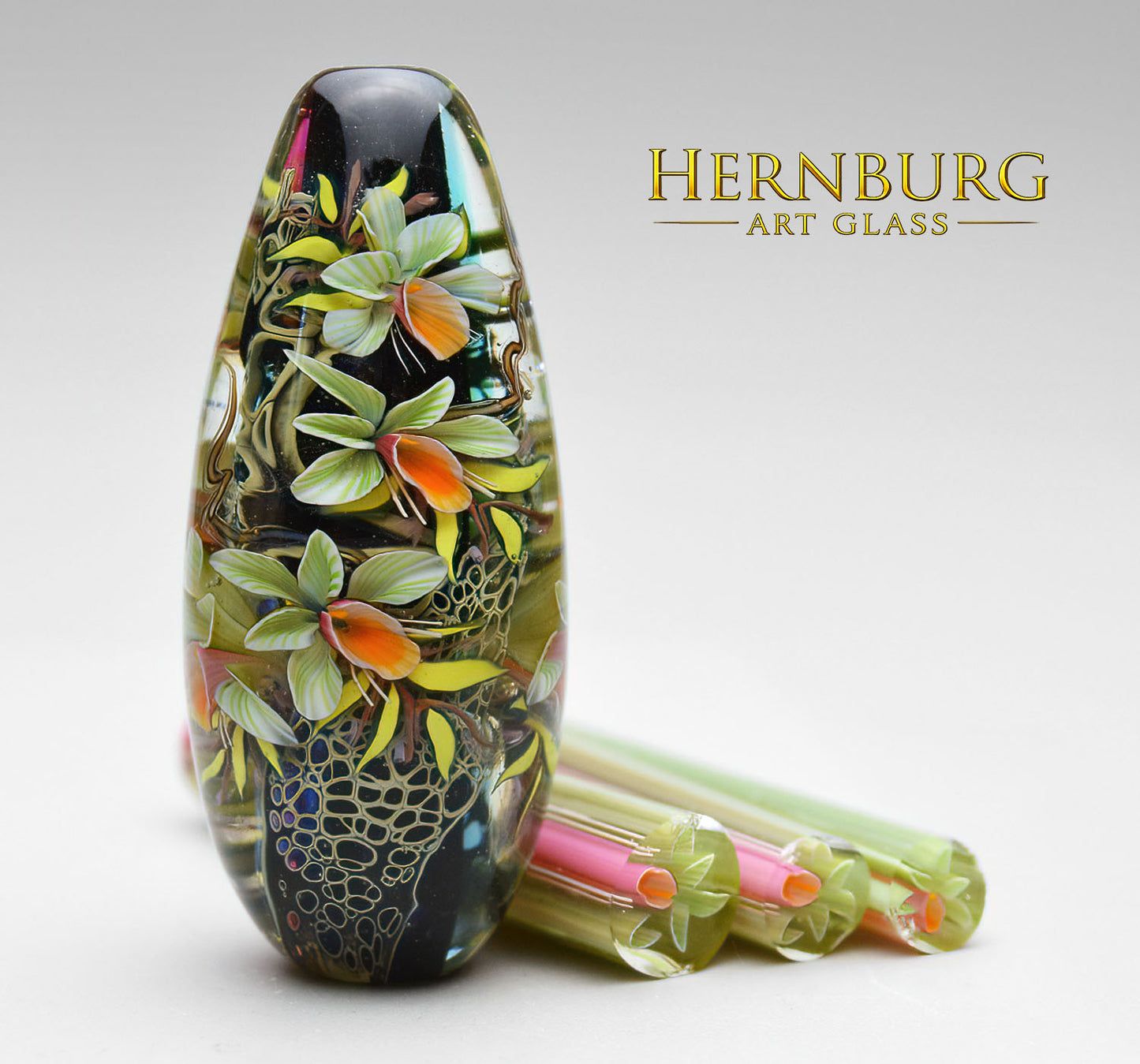 Murini flowers. JUNGLE SLIPPER . Sticks 5 cm long. Materials for lampwork. Glass COE104
