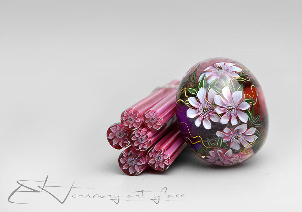 Murini flowers. Sticks 5 cm long. Materials for lampwork. Glass COE104