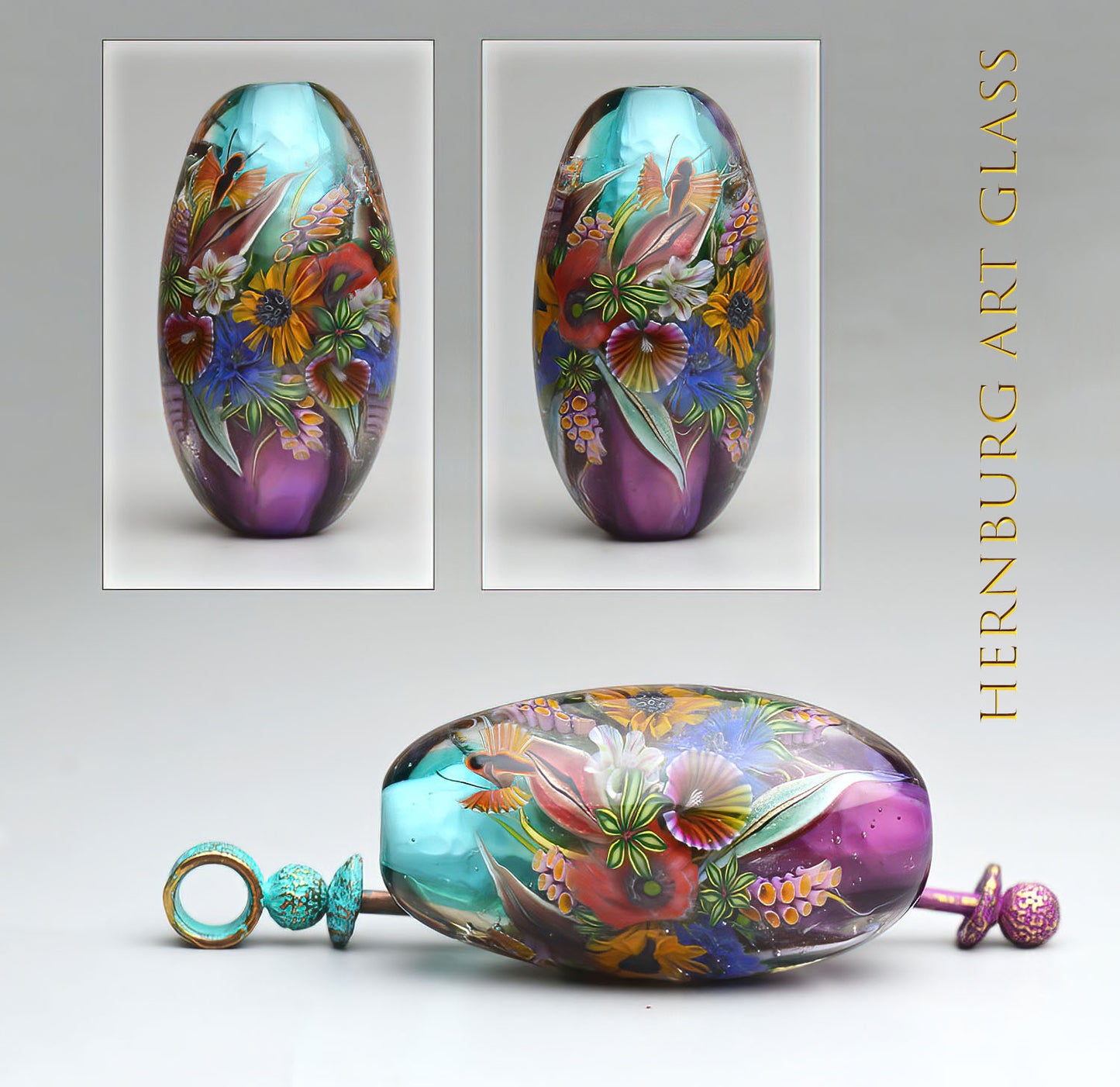 Pendant. Lampwork glass pendant. “Meadow Stories: Journey”