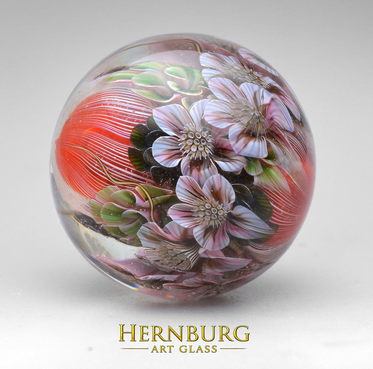 Marble. Collectible Sphere “SILK & FLAME”. Glass. . Diameter — 39 mm (1.54 in)