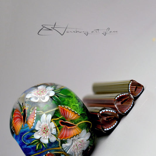 Murini. ORANGE BUTTERFLIES. Sticks 5 cm long. Materials for lampwork. Glass COE104
