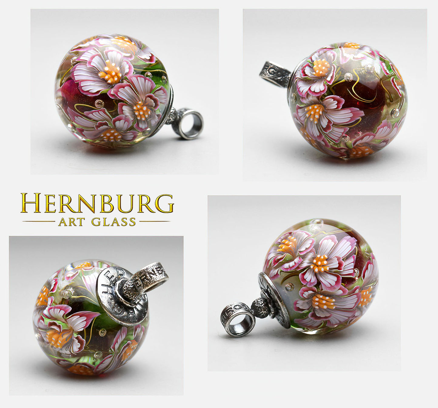 Orbella POMPADUR. Lampwork glass pendant.