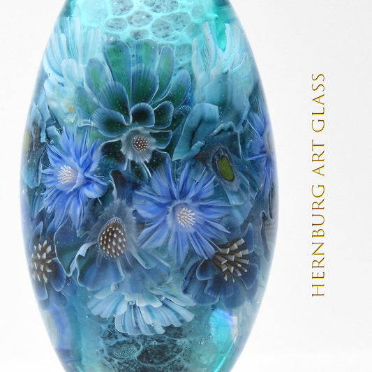 Pendant. Lampwork glass pendant. “Living Lace: Turquoise”