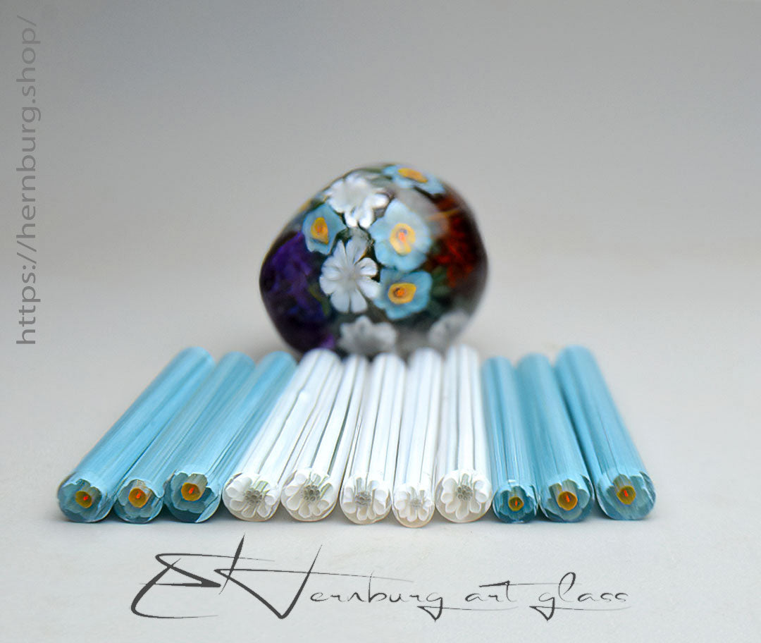 Murini flowers. Sticks 5 cm long. Materials for lampwork. Glass COE104