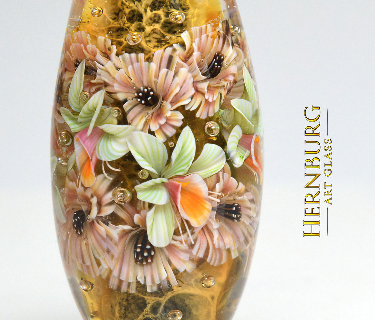Pendant. Lampwork glass pendant. “Living Lace: MILLEFLEUR”