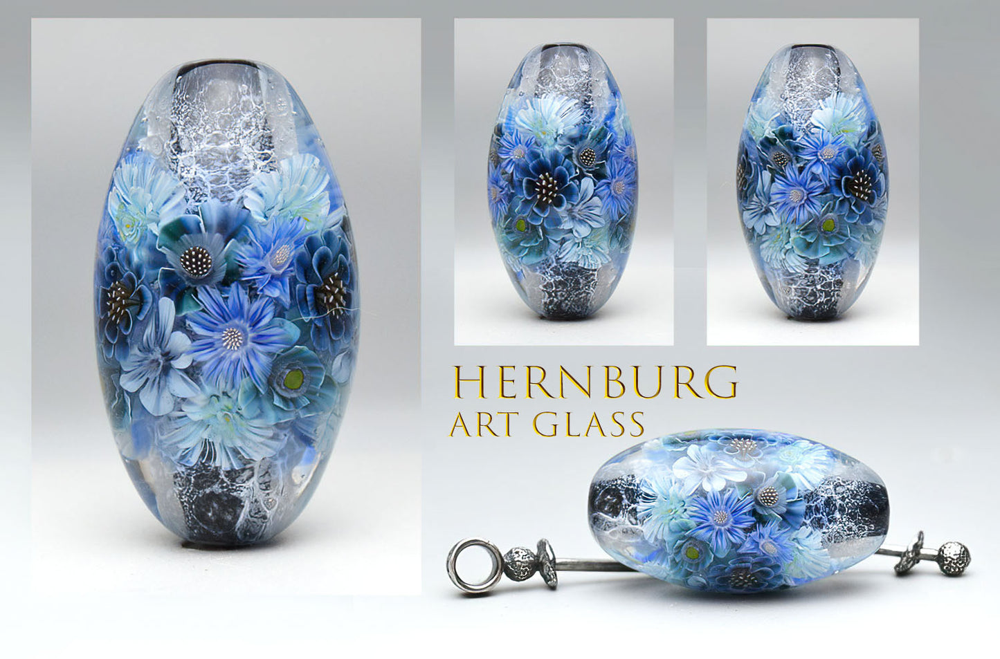 Pendant. Lampwork glass pendant. “Living Lace: Blue”