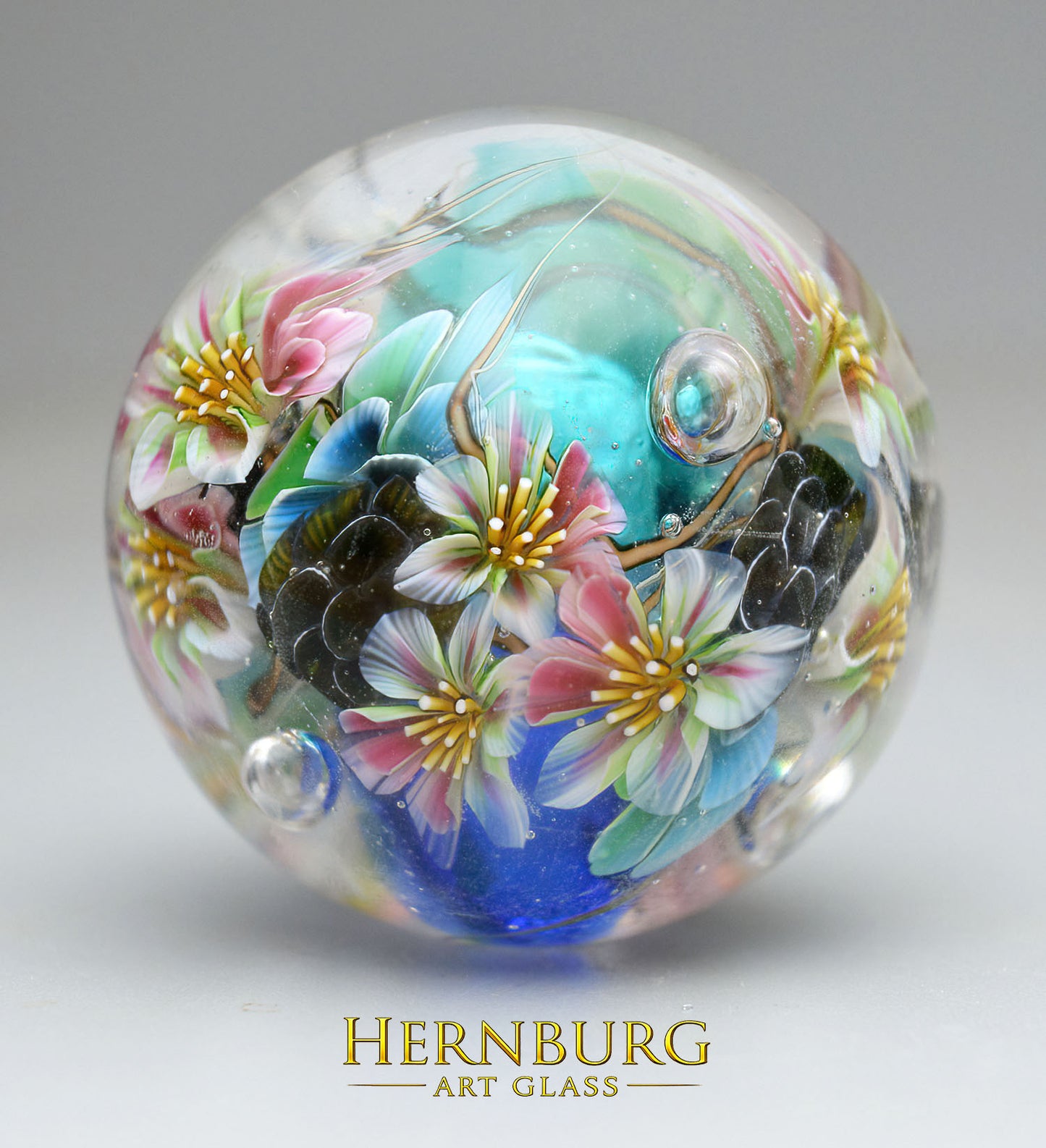Marble. Collectible Sphere “Blue Haven”. Glass. . Diameter — 40 mm (1.57”)
