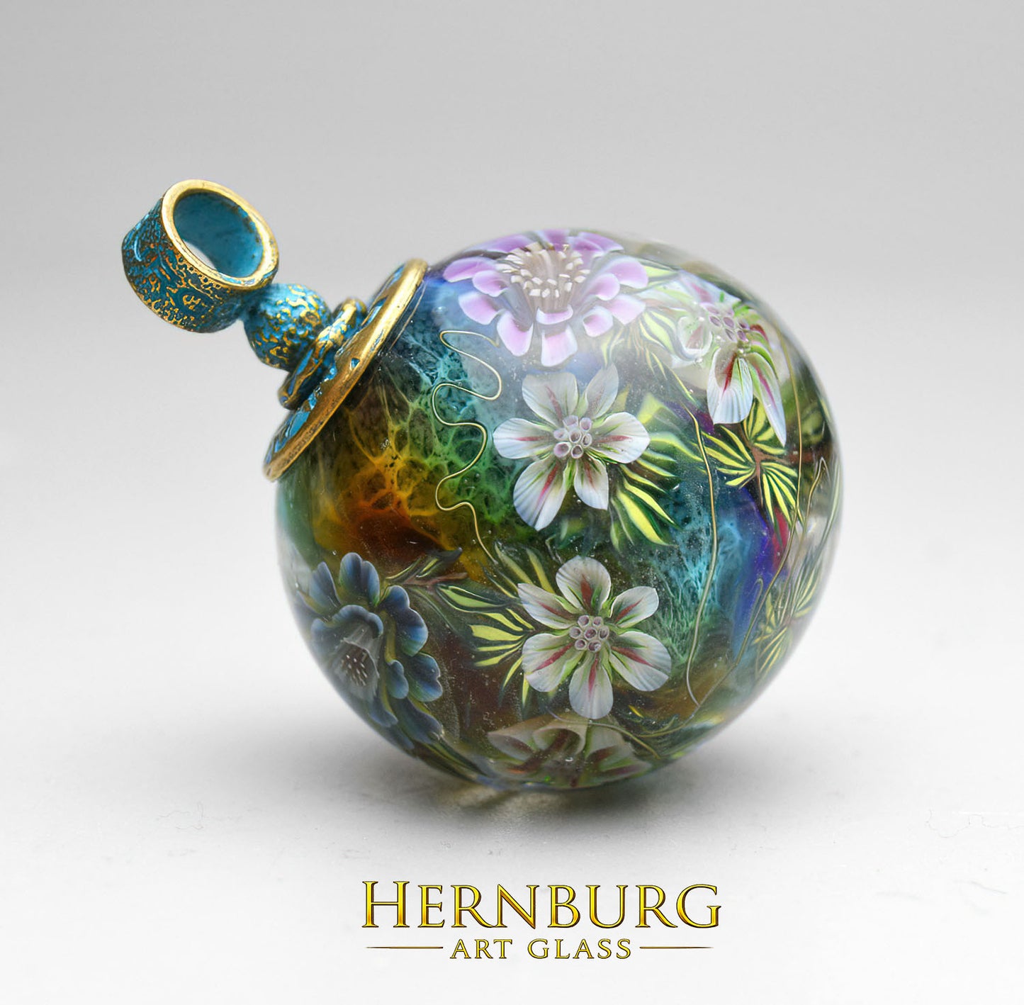 Orbella FLORILEGIUM. Lampwork glass pendant.