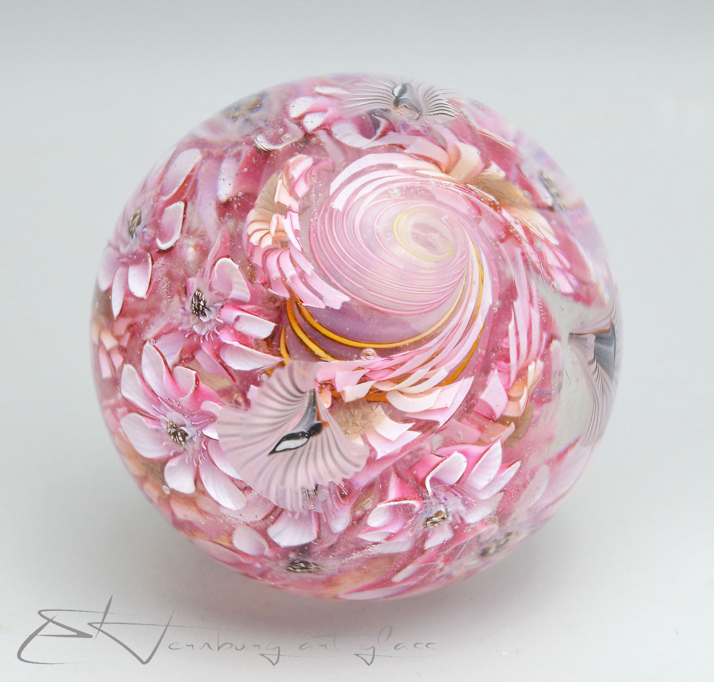 Marble "Pink Haven" Glass. Collectible sphere. Diameter — 40 mm (1.57”).