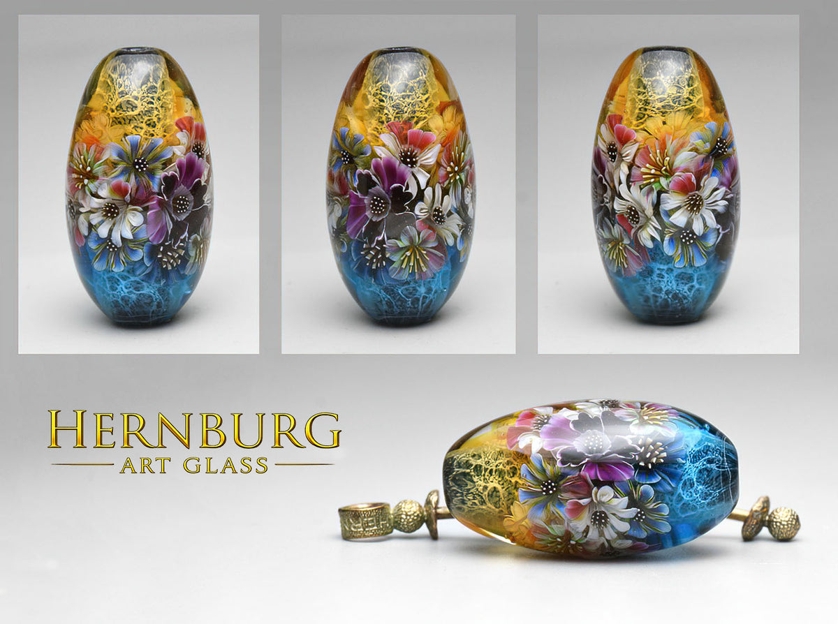 Pendant. Lampwork glass pendant. “Living Lace: Incanto”