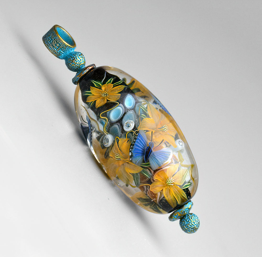 Pendant. "Yellow Moment". Lampwork glass pendant.
